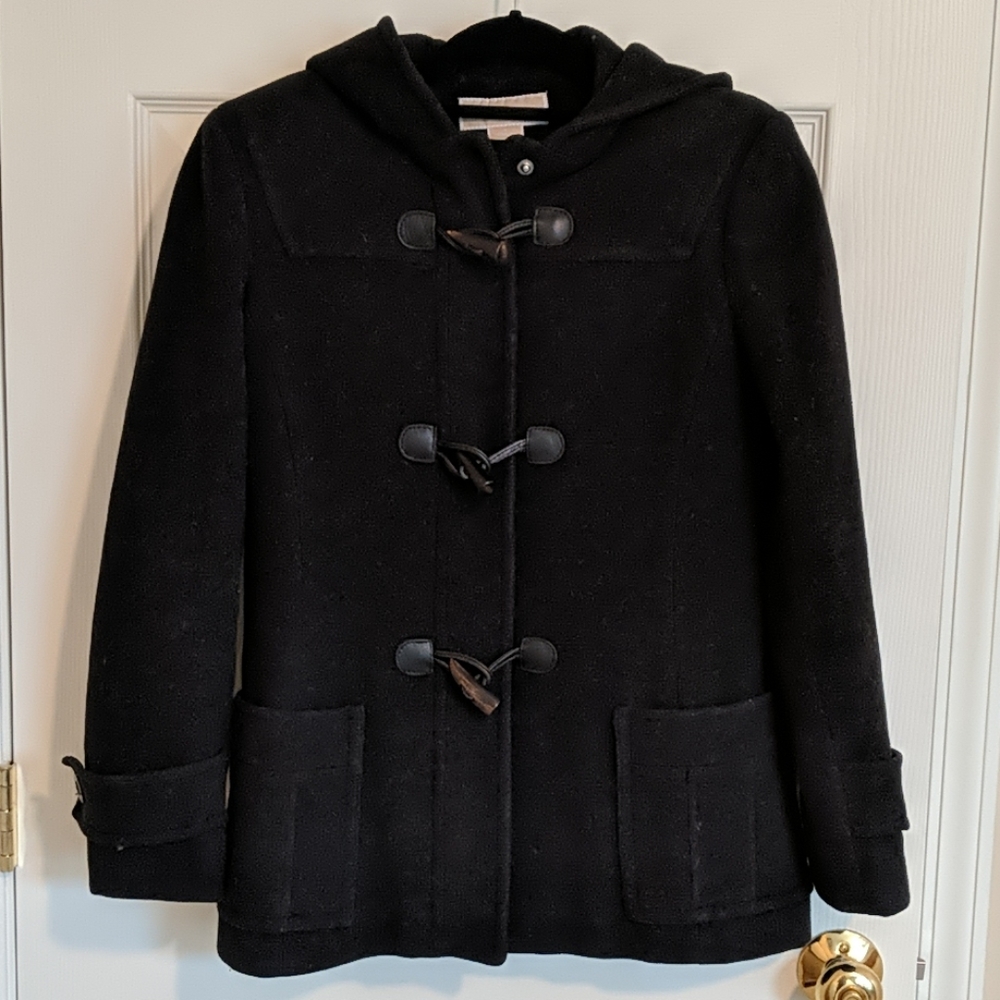 MICHAEL Michael Kors charcoal wool hooded peacoat